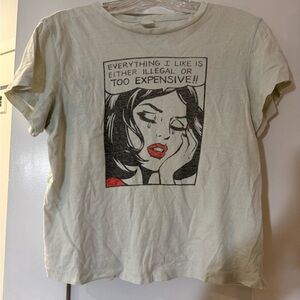 Re/Done Cream Graphic Print Women's T-Shirt